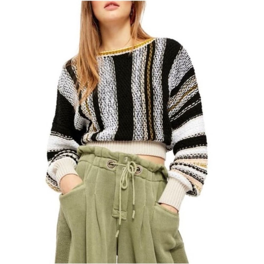 Free People Cropped Sweater Show Me Love Size Medium